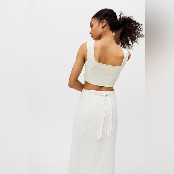 URBAN OUTFITTERS Tanning At The Beach Linen Midi Skirt - Picture 2 of 10